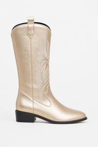 Bottes Santiags Métallisées Champagne à Broderies