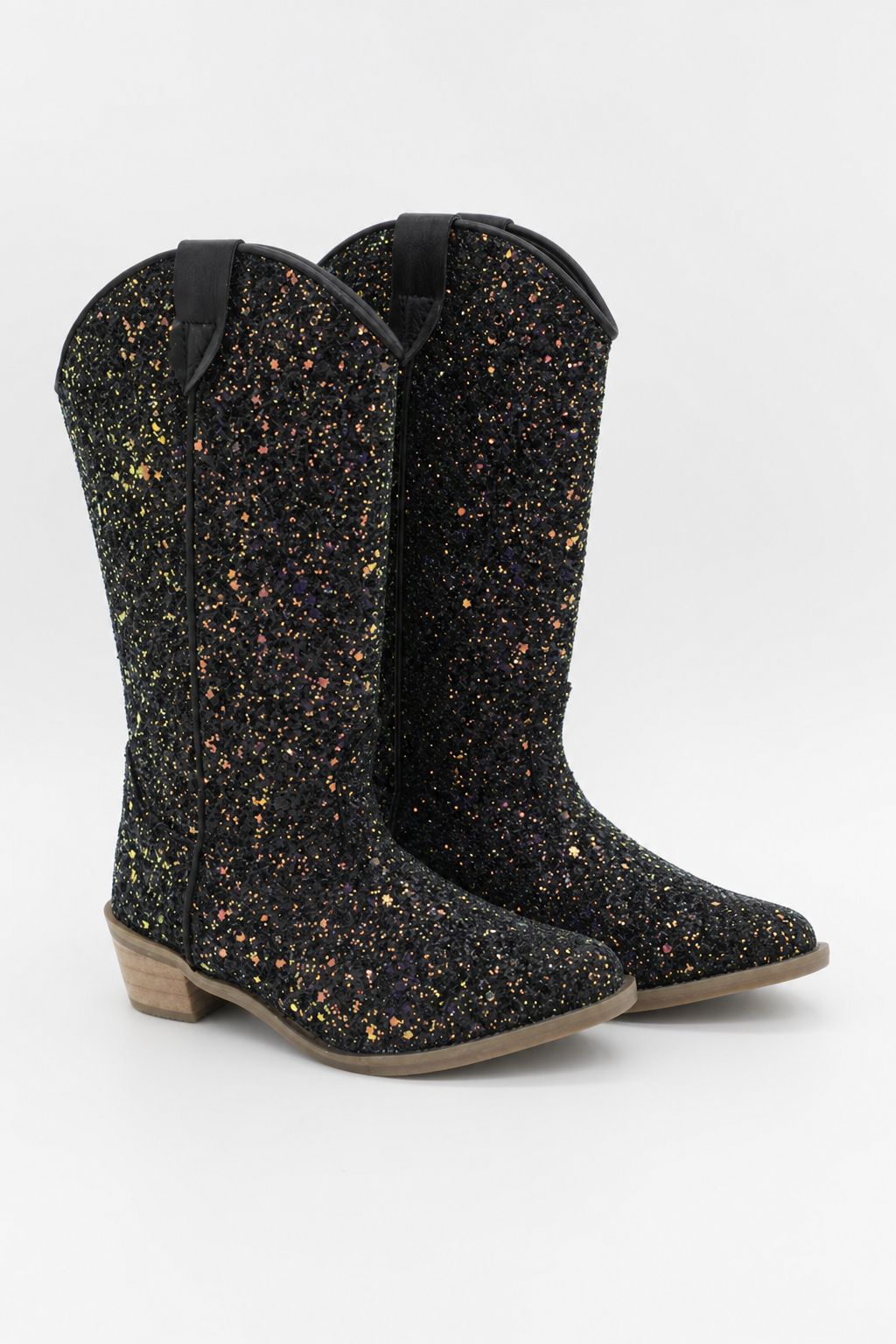Bottes Santiags pour Enfant Noires à Paillettes Multicolore