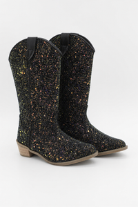 Bottes Santiags pour Enfant Noires à Paillettes Multicolore