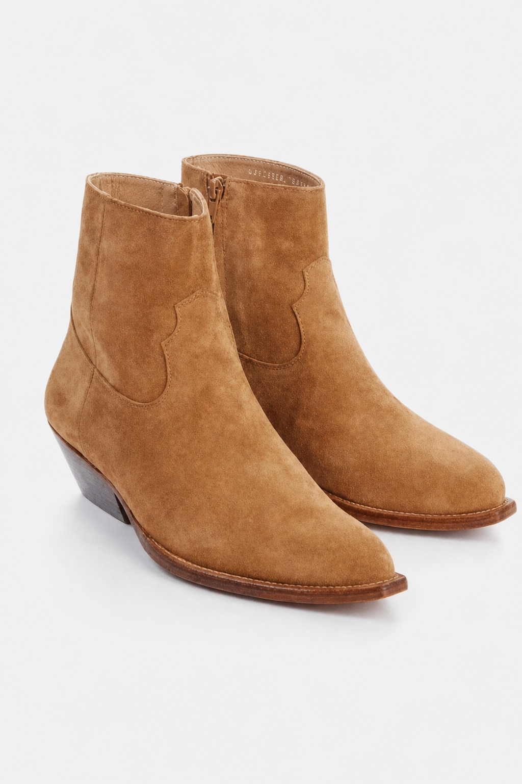 Santiags en Daim Camel à Bout Pointu et Talon Cubain