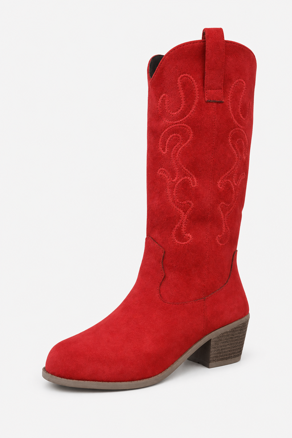 Santiags en Daim Rouge à Broderies Western