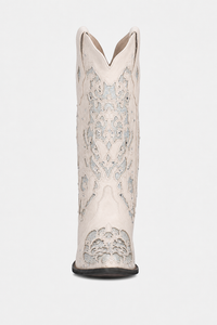 Bottes Western Crème à Broderies Argentées Brillantes