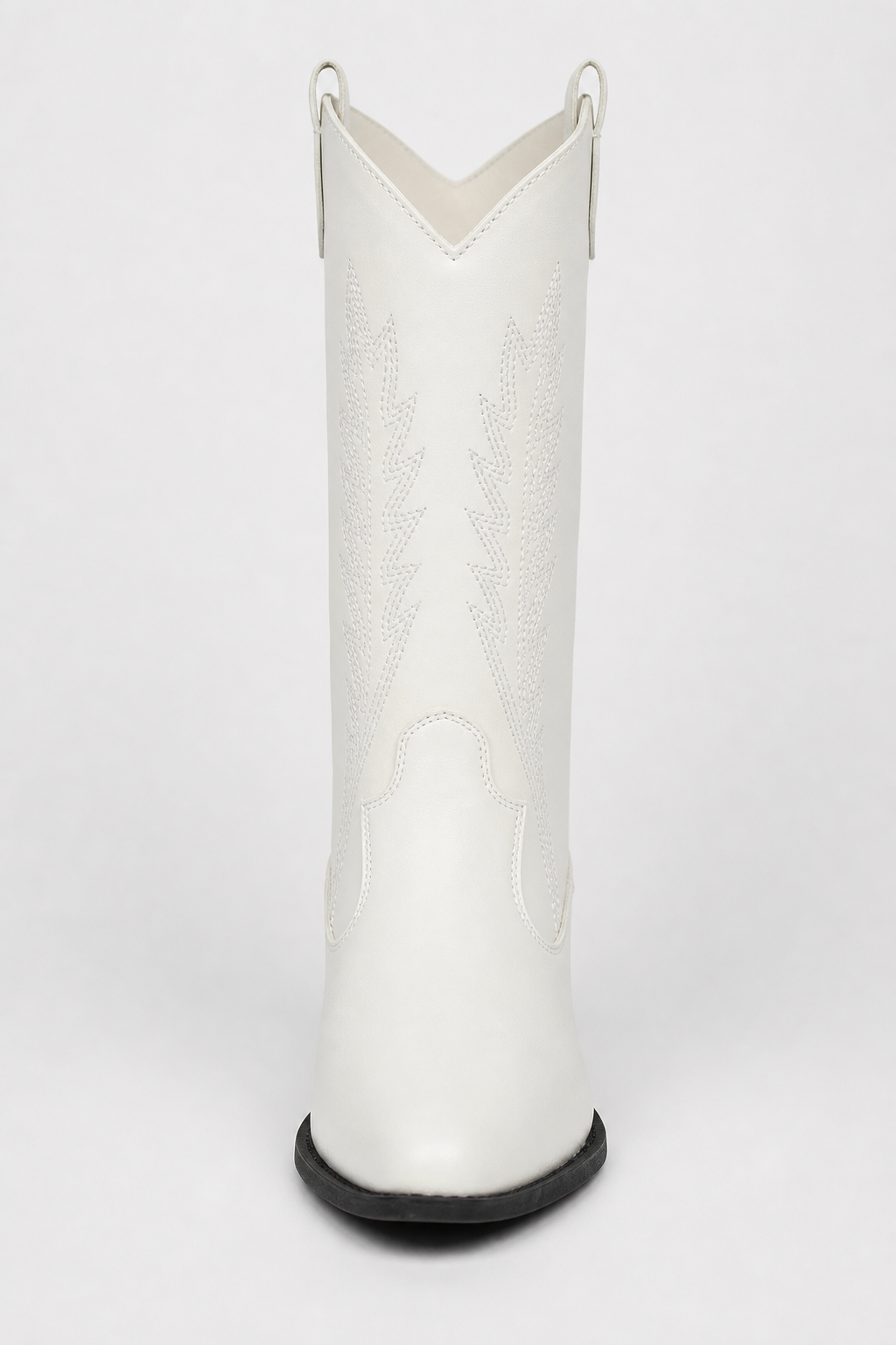 Bottes de Cowboy Blanches Mi-Mollet à Motifs Brodés