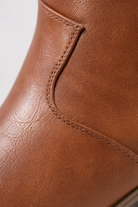 Bottes Santiags Froncées en Similicuir Camel