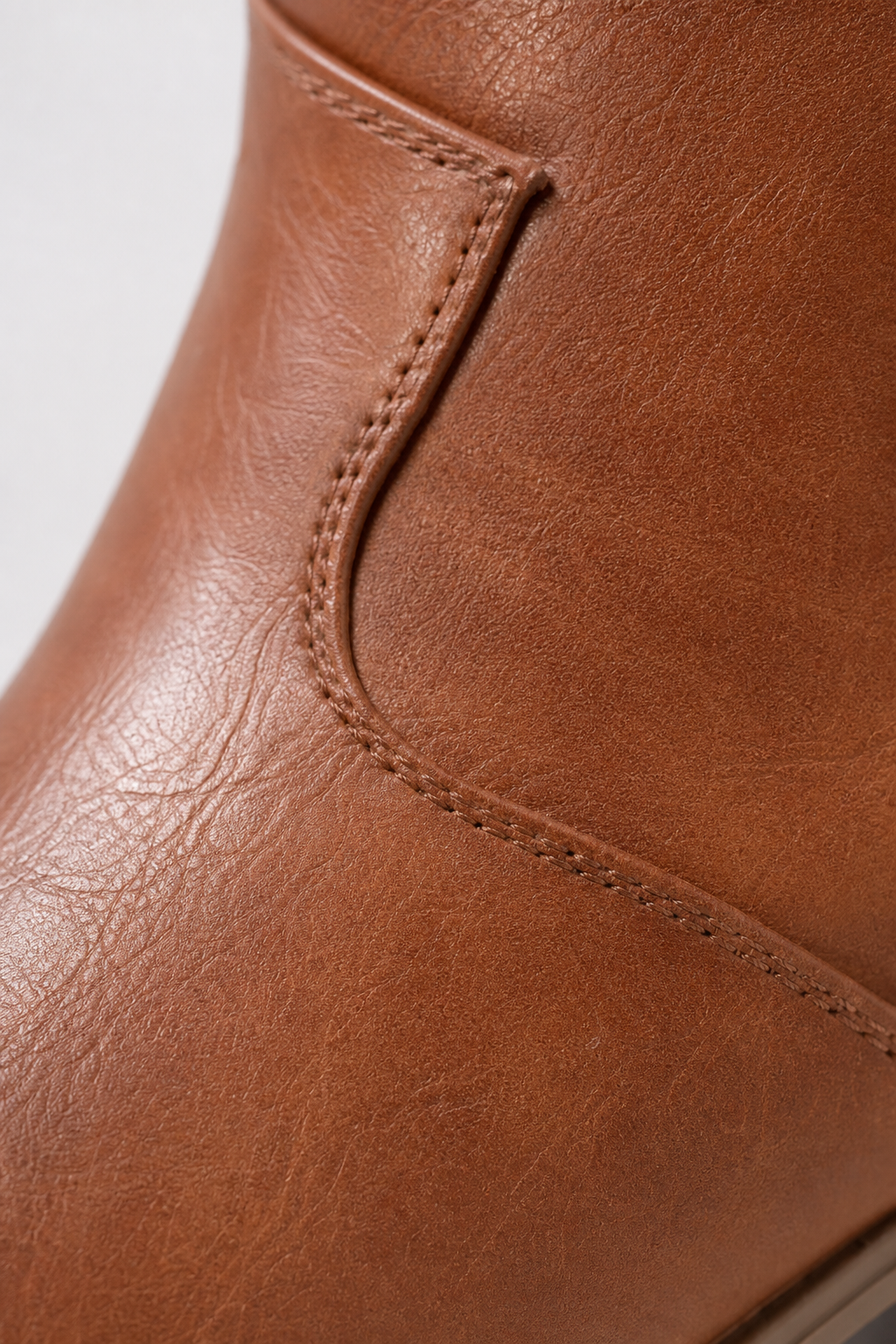 Bottes Santiags Froncées en Similicuir Camel