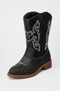 Bottes Santiags pour Enfant Noires Pailletées Brodées