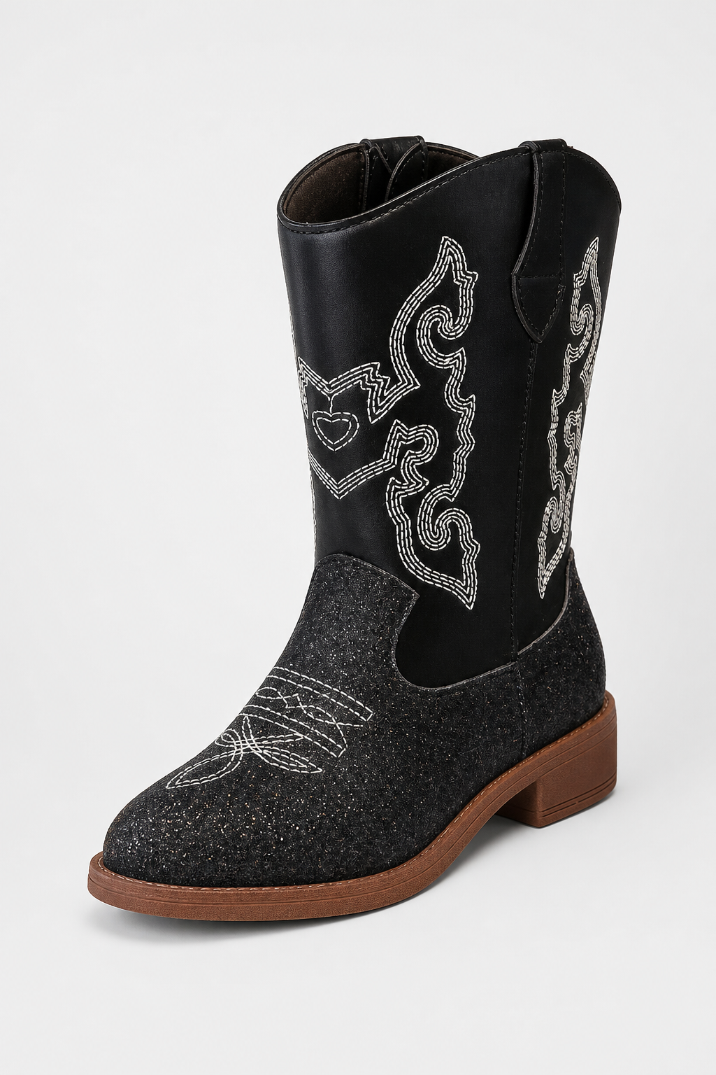 Bottes Santiags pour Enfant Noires Pailletées Brodées