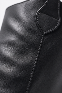 Bottes Western en Similicuir Noir Froncées