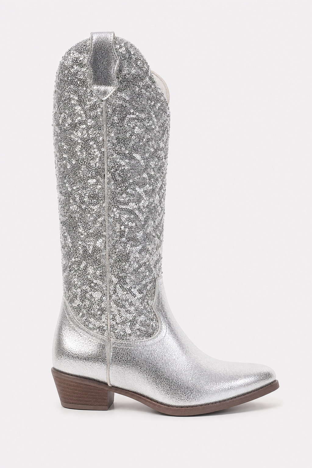 Bottes Santiags Hautes Pailletées Argentées