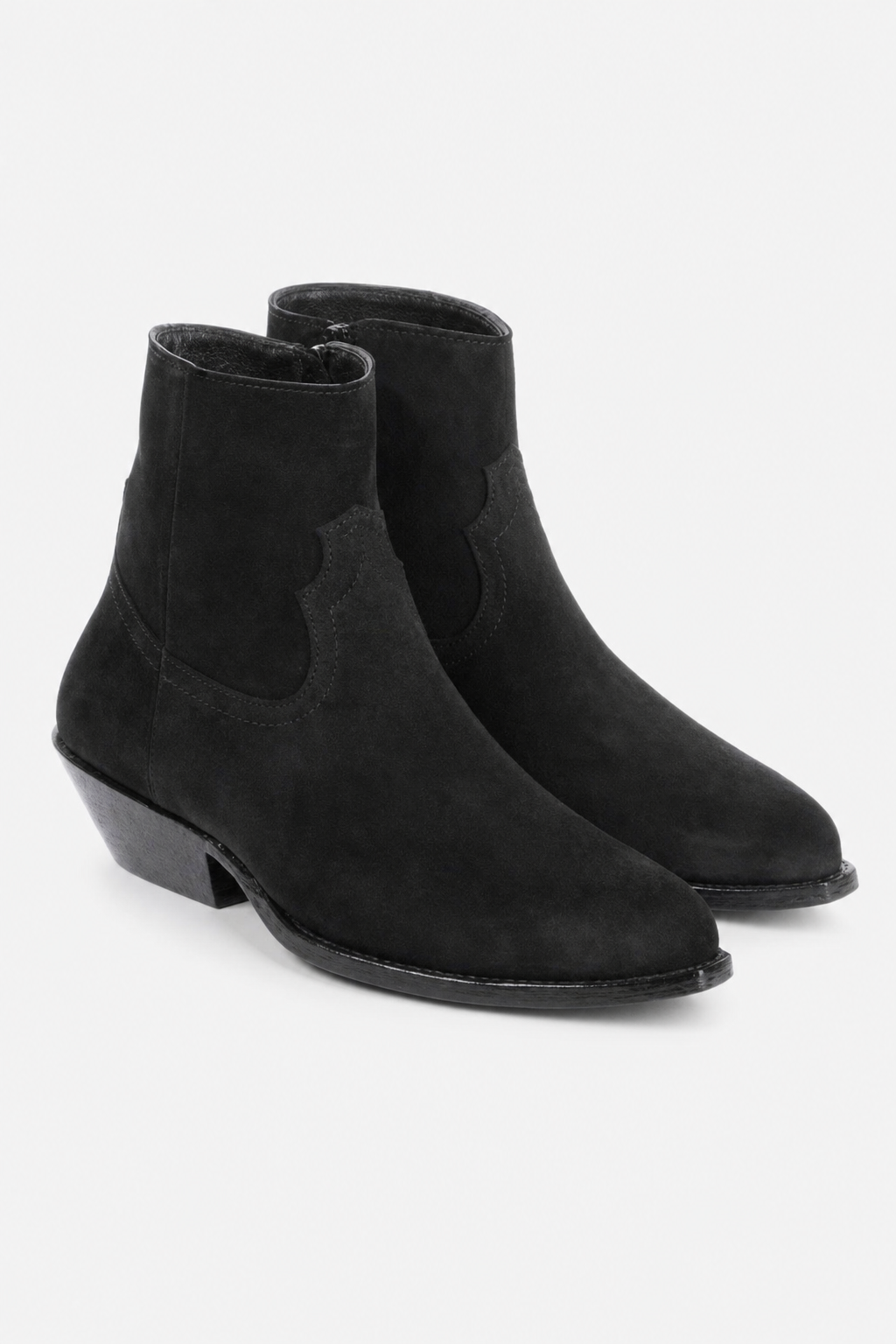 Bottines Santiags en Daim Noir à Talon Cubain