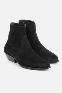 Bottines Santiags en Daim Noir à Talon Cubain
