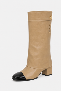 Bottes Hautes en Similicuir Camel