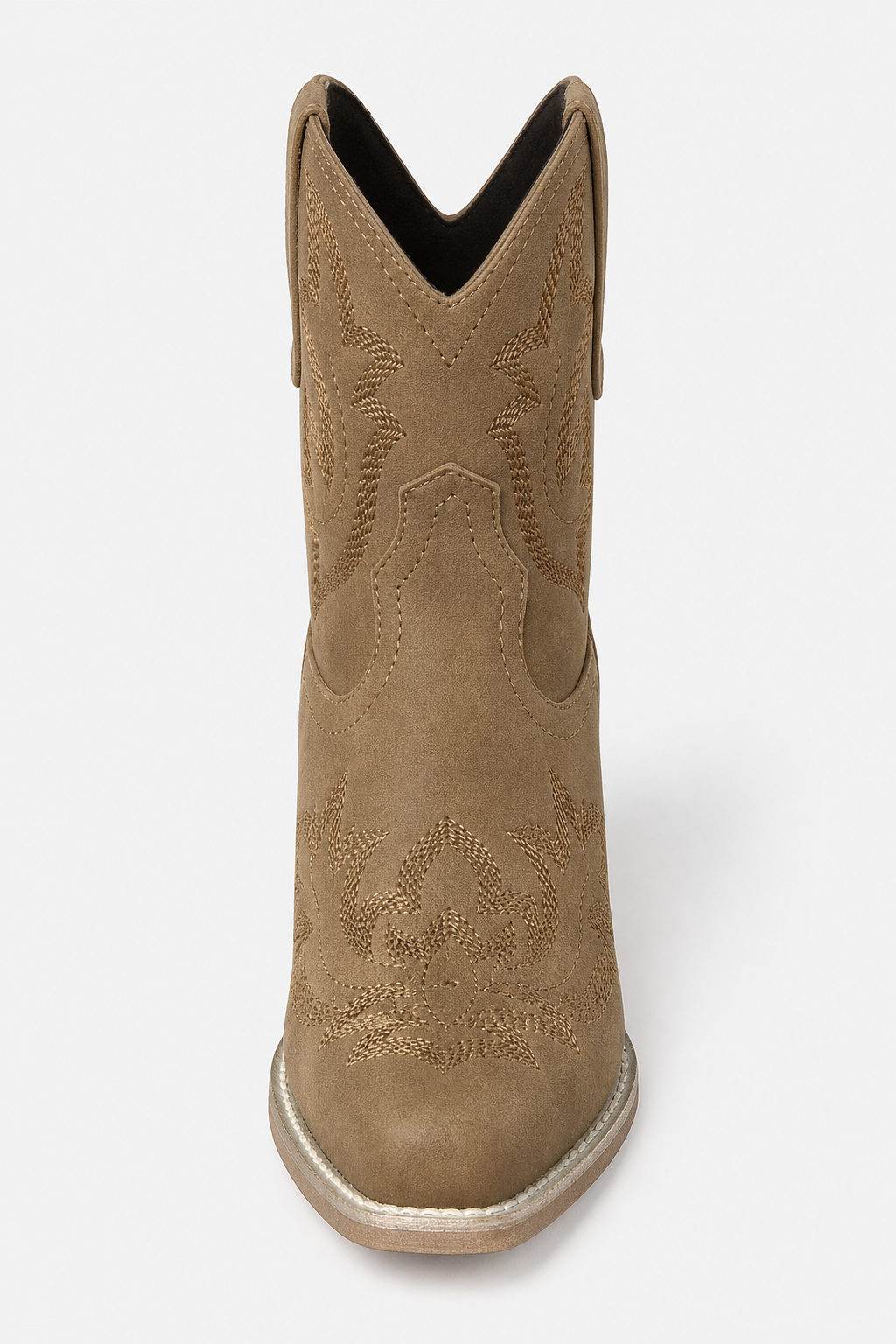 Bottines Santiags en Suédine Camel à Broderies
