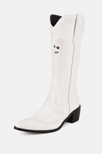 Bottes Santiags Blanches à Broderie Squelette