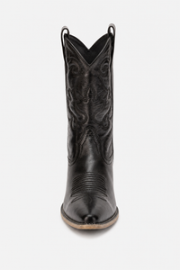 Bottes Santiags Noires Brodées en Similicuir