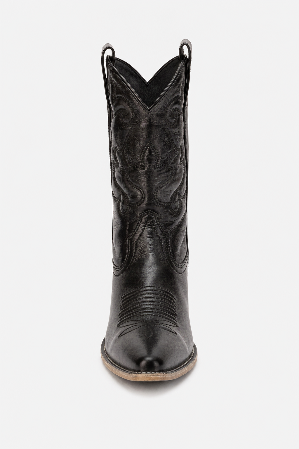 Bottes Santiags Noires Brodées en Similicuir