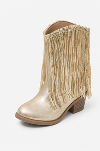 Bottines Santiags Dorées à Franges et Paillettes