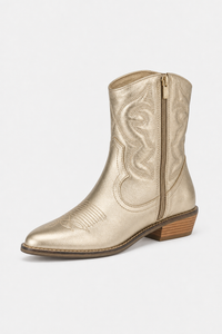 Bottes Santiags Dorées Métallisées à Broderies