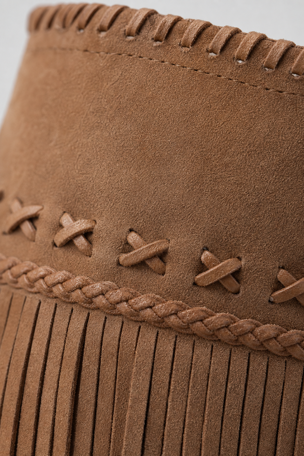 Bottes Marron en Daim à Franges Bohèmes