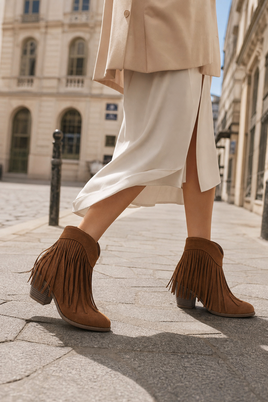 Bottines Marron en Daim à Franges Style Bohème