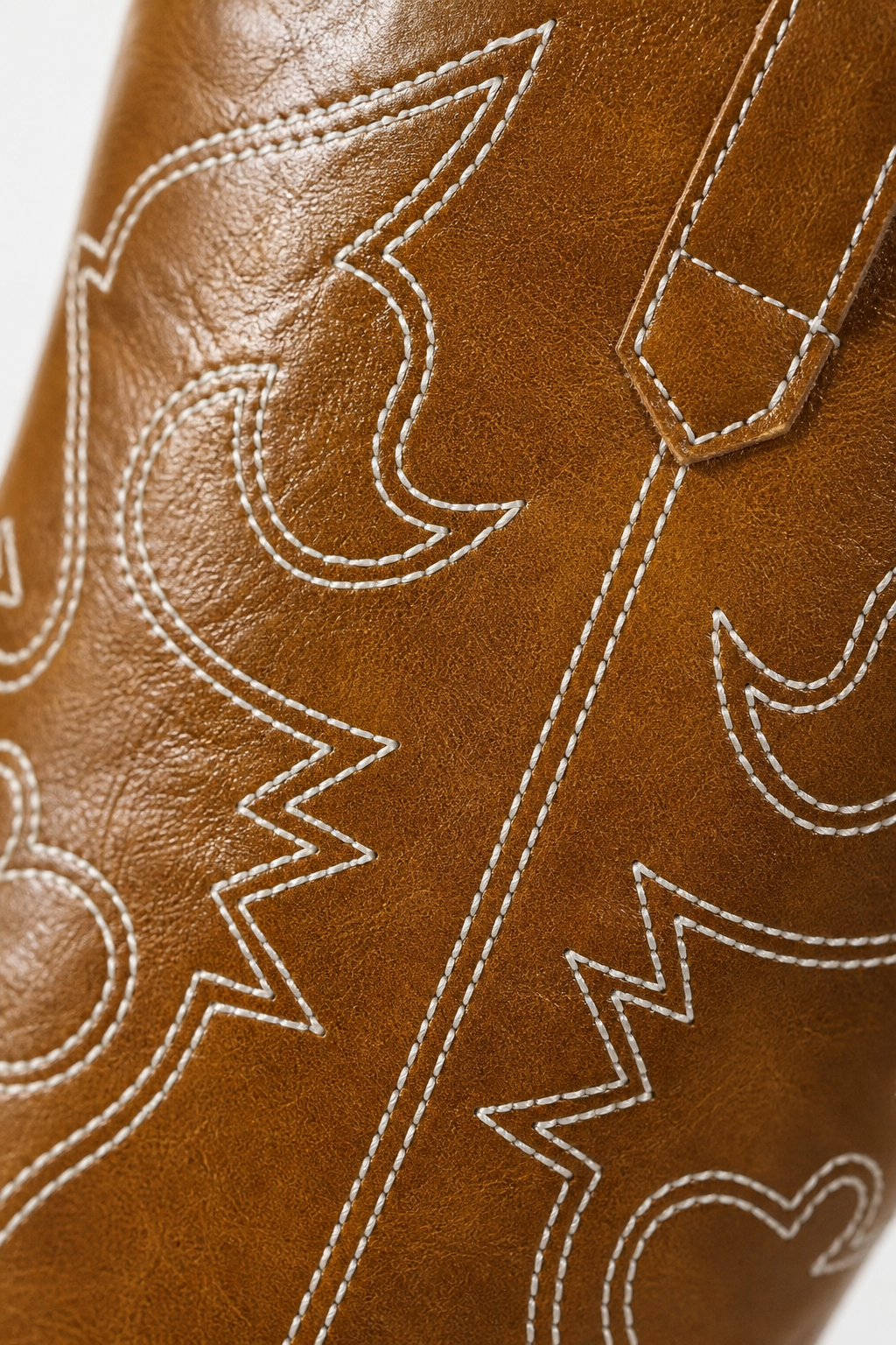 Bottes Santiags Camel à Motifs Brodés Blancs