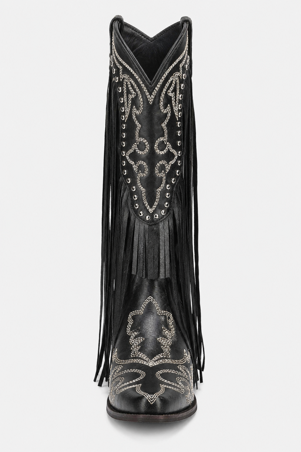 Bottes Santiags Noires à Franges et Broderies Argentées