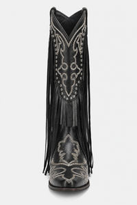 Bottes Santiags Noires à Franges et Broderies Argentées