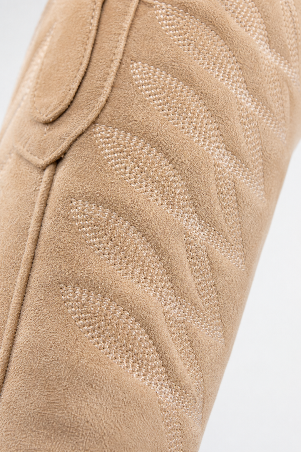 Bottes de Cowboy Hautes en Daim Beige Brodées Premium