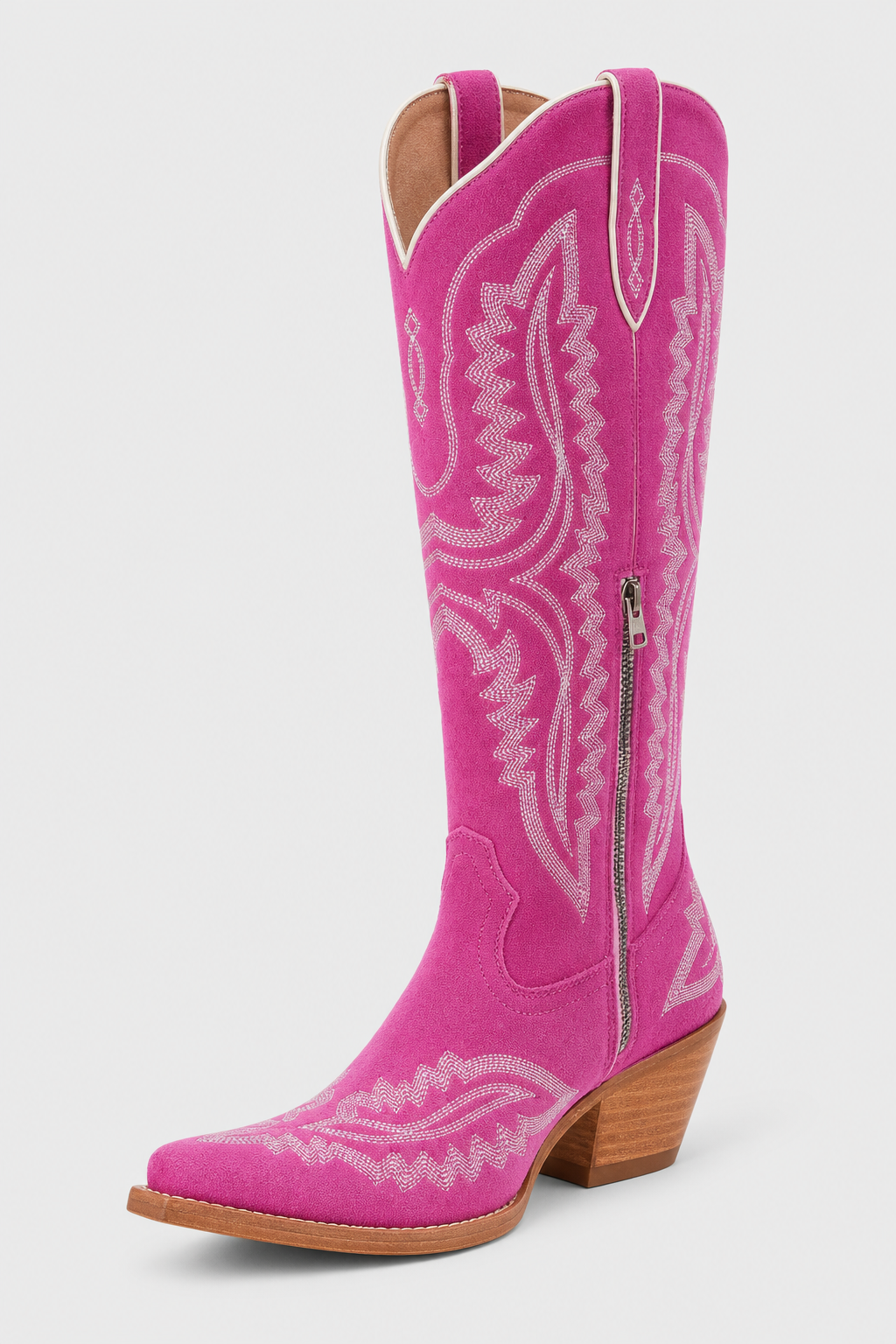 Bottes Santiags en Daim Fuchsia avec Broderies