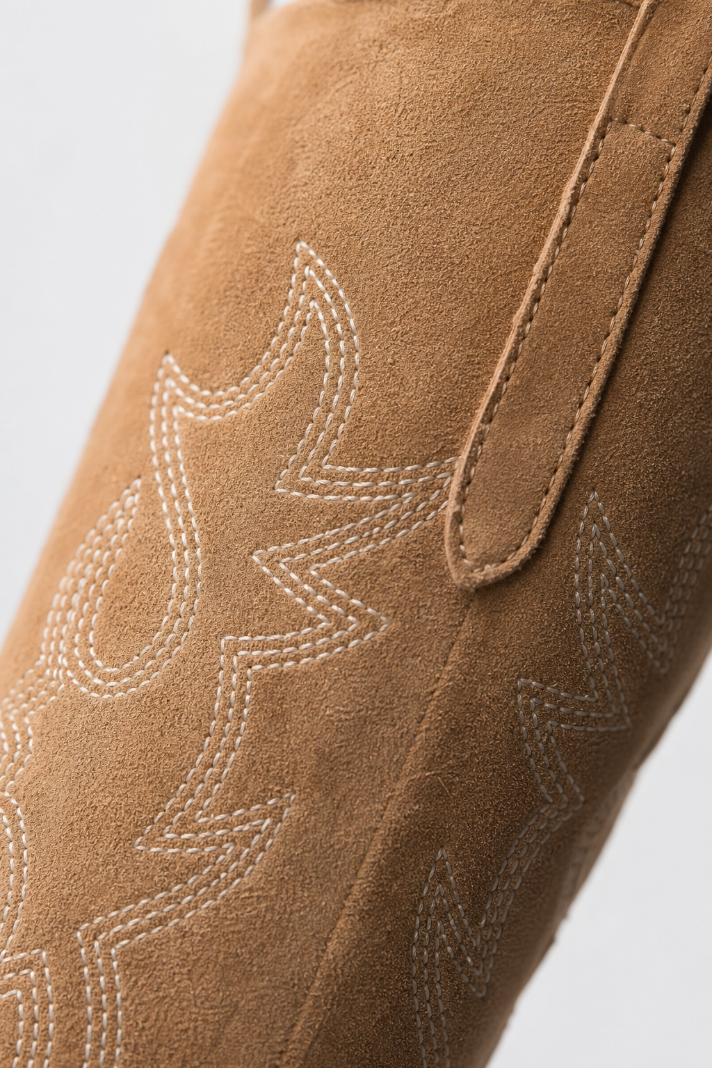 Bottes Santiags en Daim Camel à Motifs Brodés
