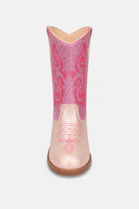 Santiags pour Enfant Pailletées Roses à Broderies Western