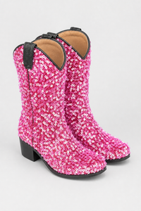 Bottes Santiags Scintillantes à Paillettes Roses