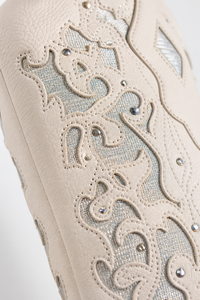 Bottes Western Crème à Broderies Argentées Brillantes