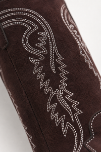 Bottes Santiags en Daim Marron Foncé Brodées Western