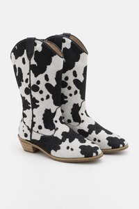 Bottes Santiags pour Enfant à Motif Vache Noir et Blanc