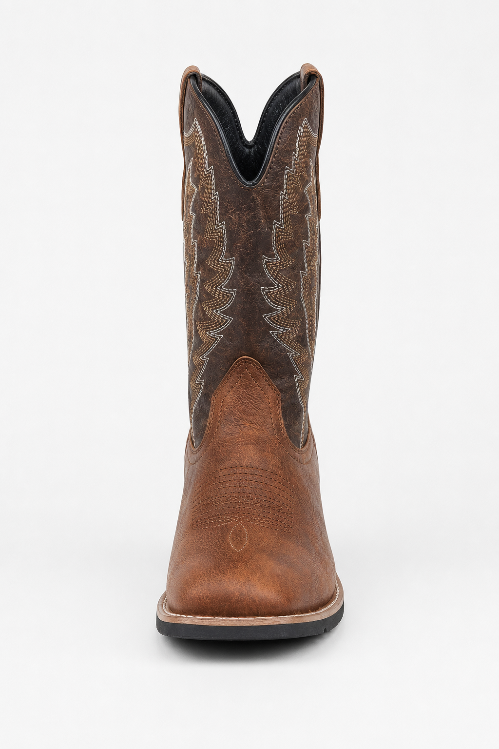 Bottes Santiags en Similicuir Marron à Broderies Ailées
