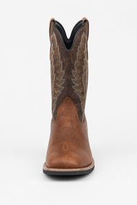 Bottes Santiags en Similicuir Marron à Broderies Ailées