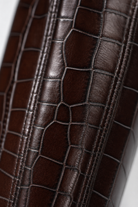 Bottes Hautes Façon Croco Marron et Talon Biseauté