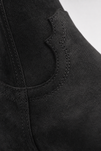 Bottines Santiags en Daim Noir à Talon Cubain