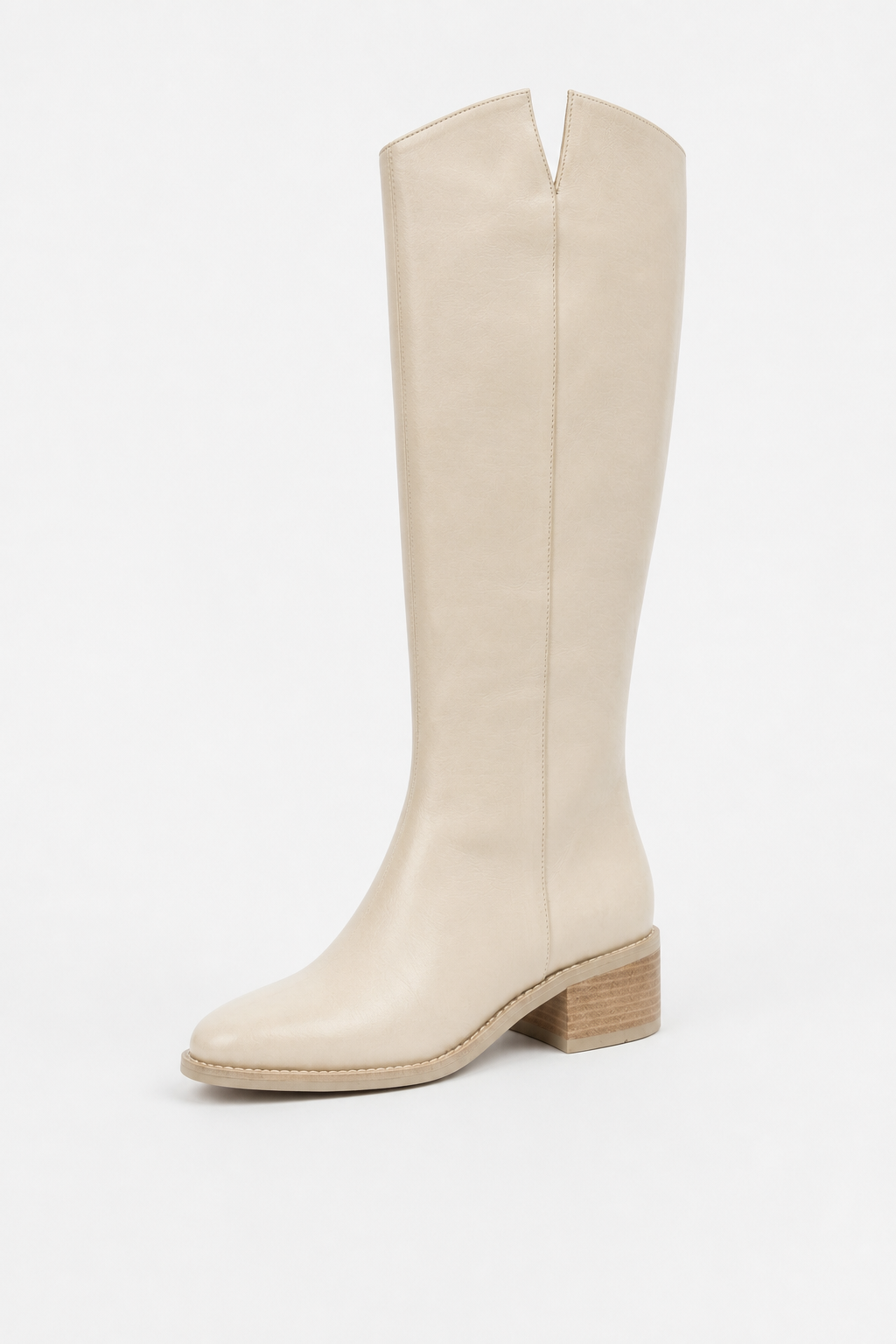Bottes Santiags Montantes en Similicuir Crème