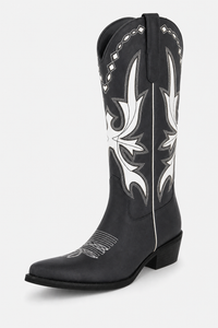Bottes de Cowboy Bicolores Noir et Blanc Brodées