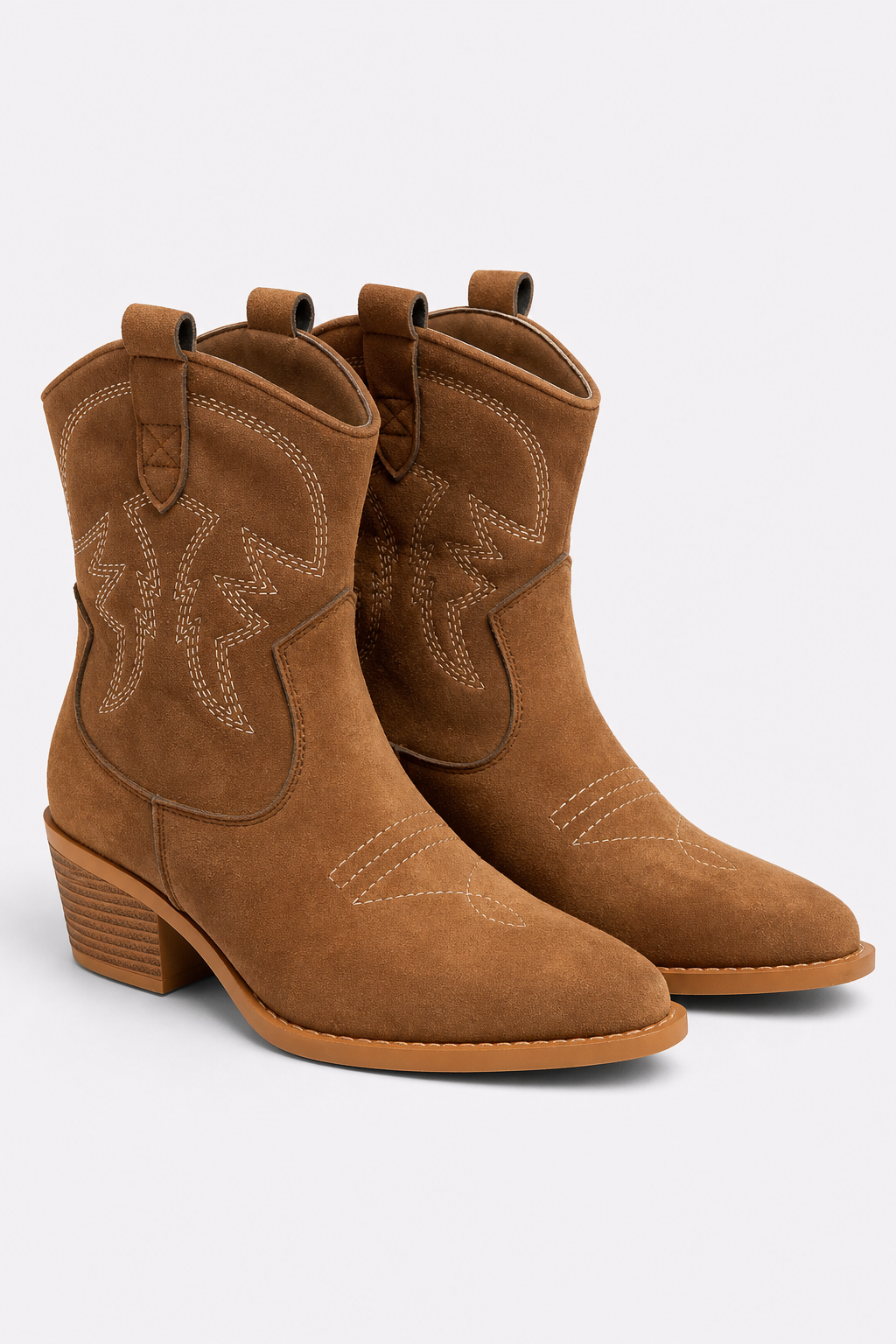 Bottes Santiags en Daim Brun Brodées Western