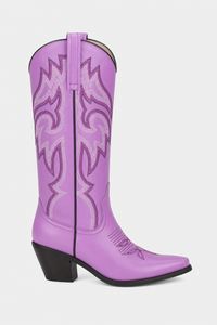 Bottes Santiags Lilas à Motifs Brodés