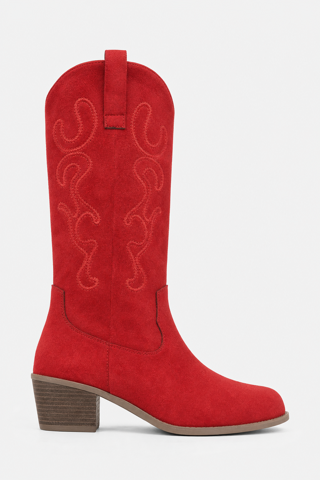 Santiags en Daim Rouge à Broderies Western