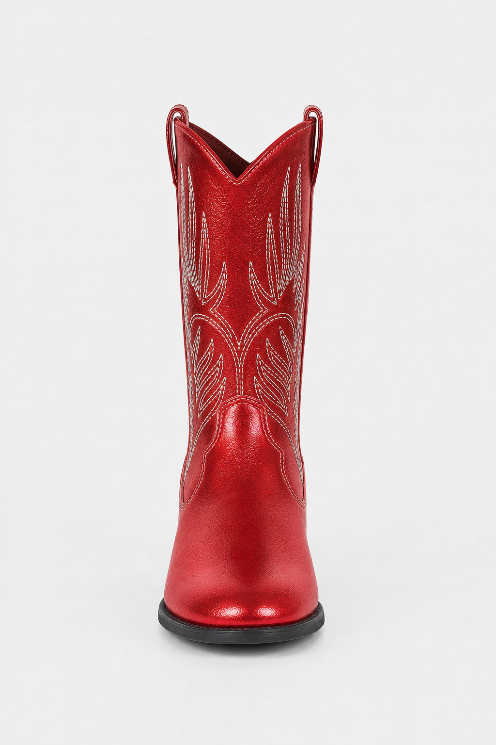 Bottes Santiags Rouge Métallisé avec Broderies Ailées