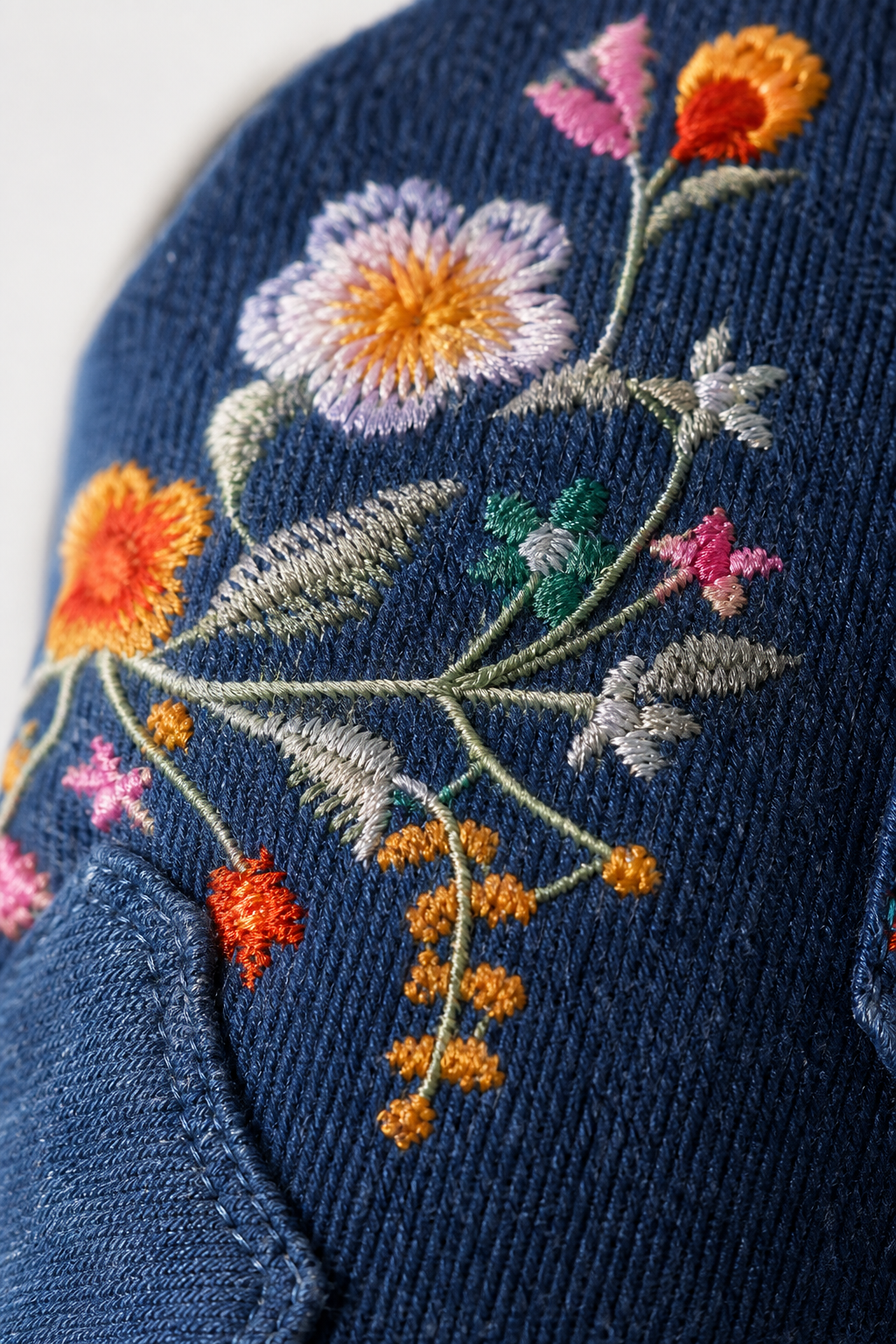 Bottines Santiags en Jean Bleu à Broderies Florales