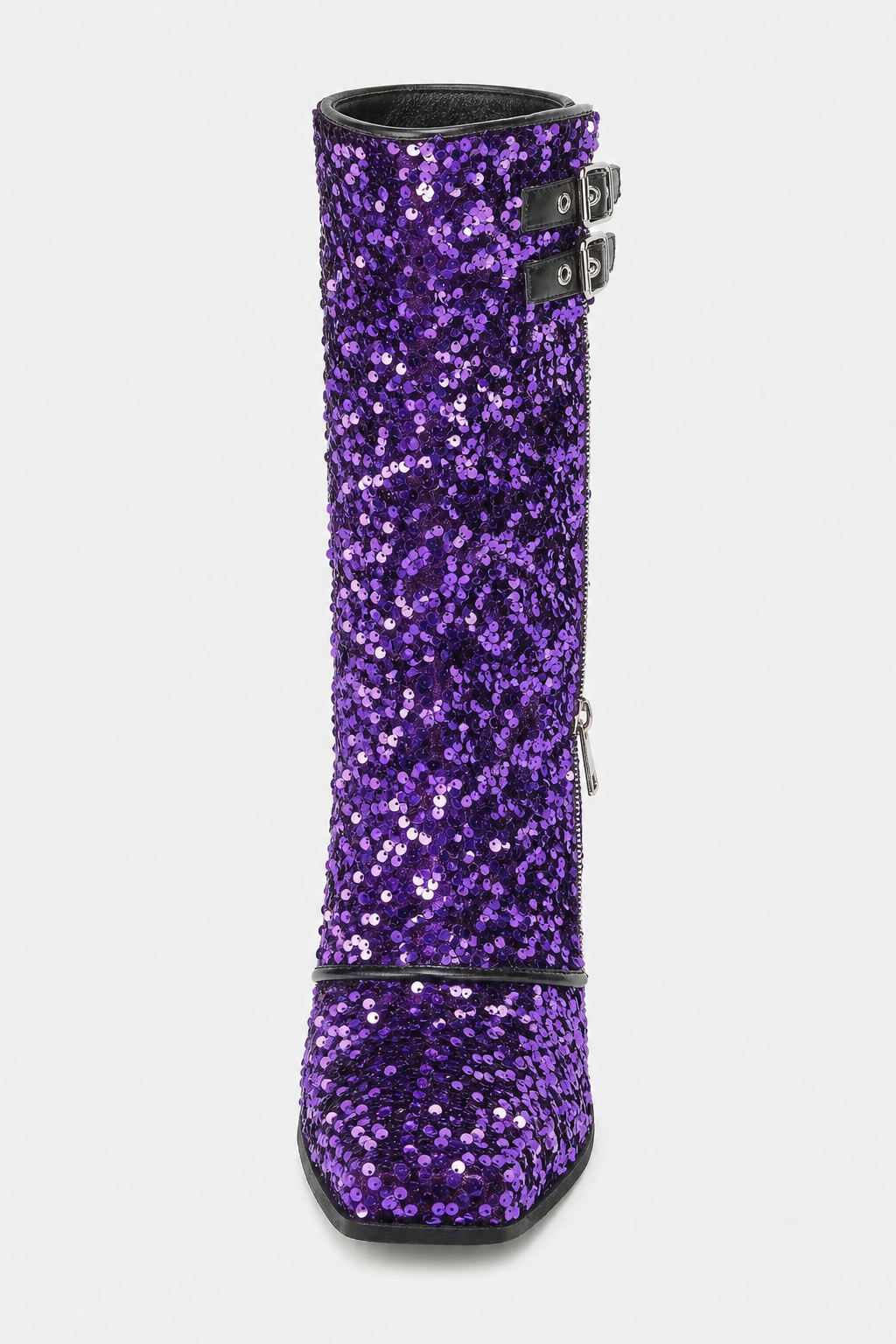 Santiags à Paillettes Violettes avec Boucles et Zips