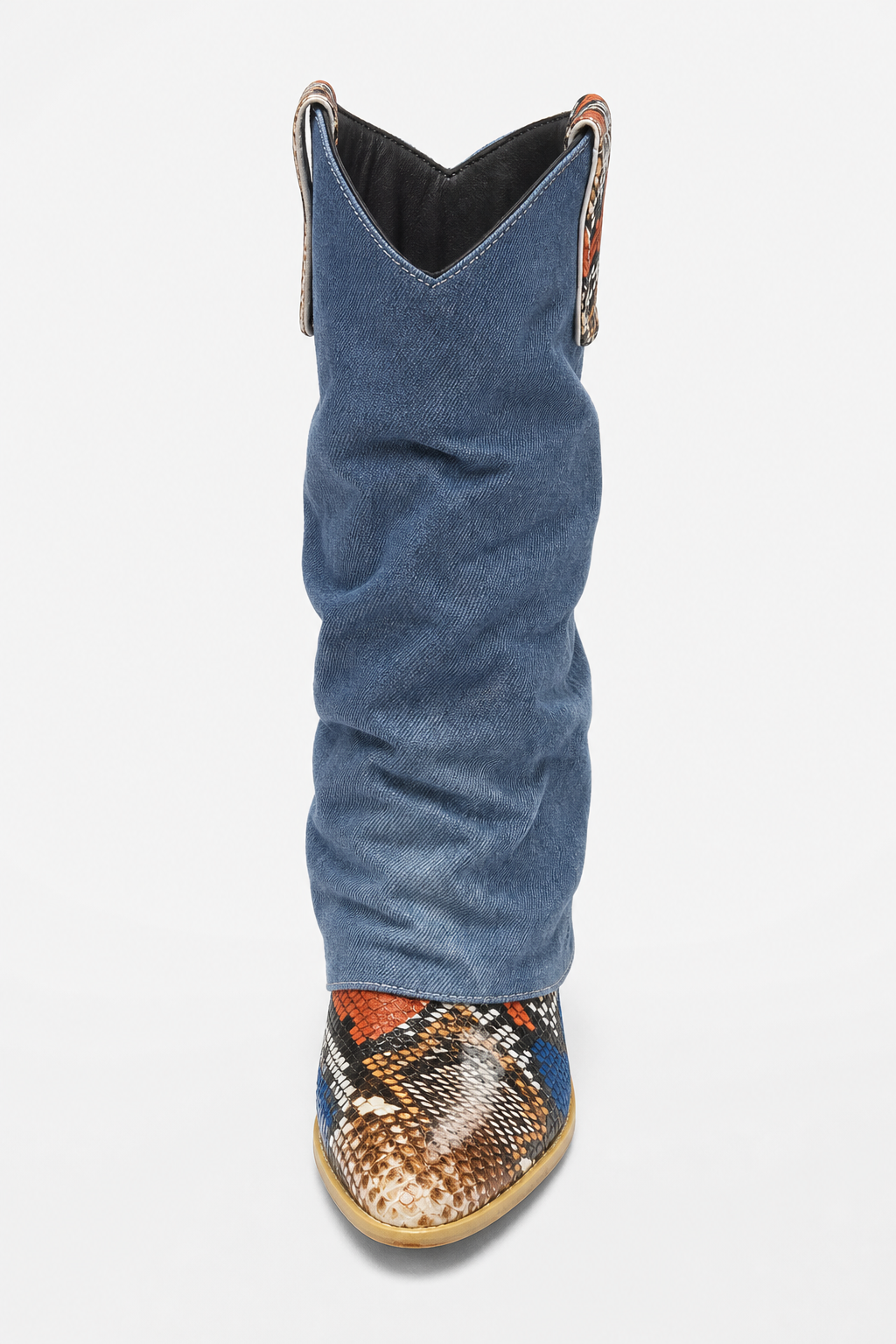 Bottes Santiags en Jean Froissé à Motif Serpent