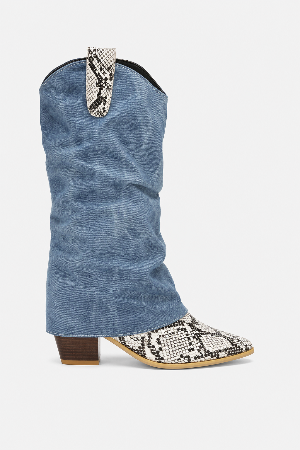 Bottes Santiags Jean Froissées à Imprimé Serpent