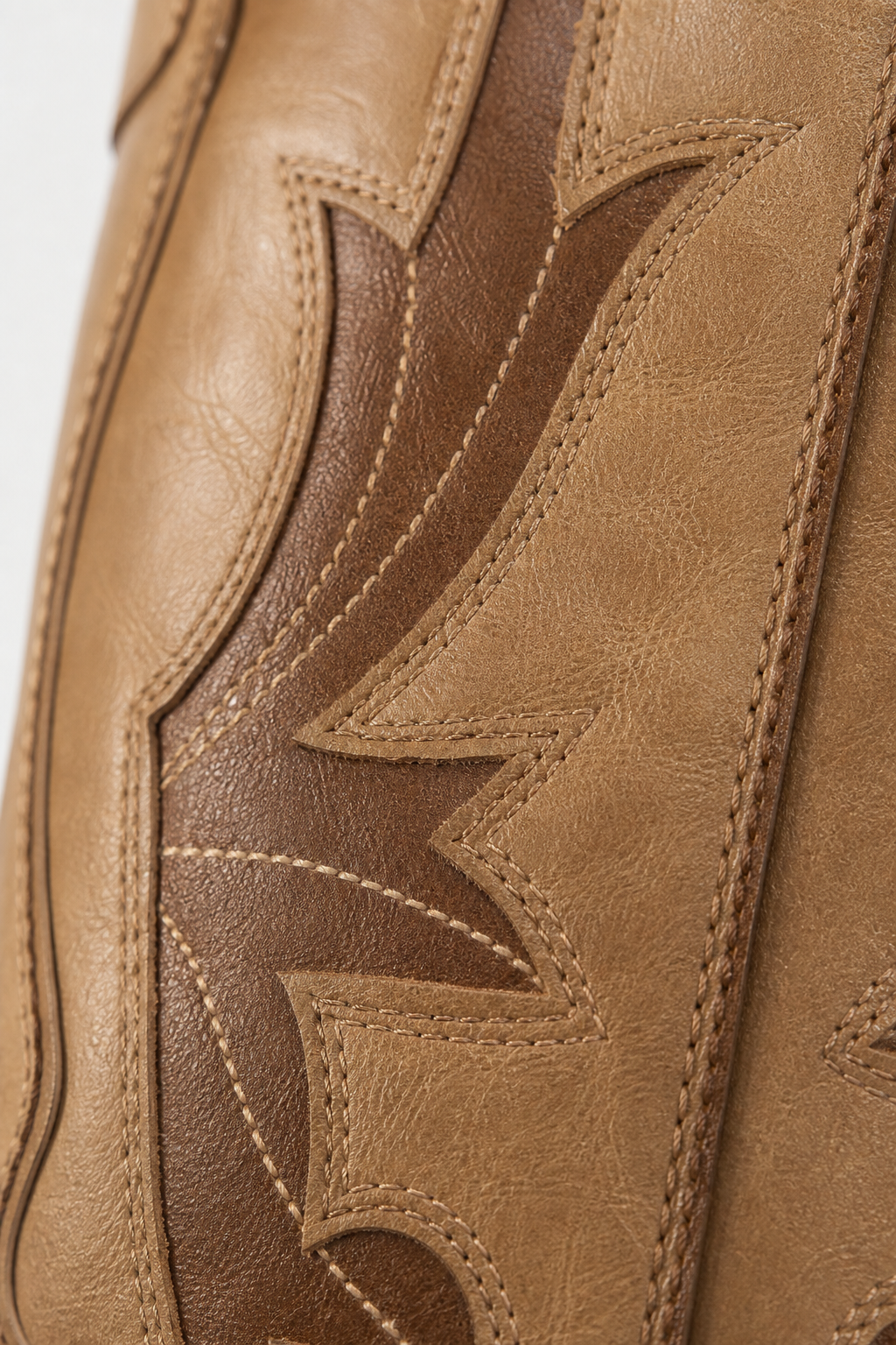 Bottes Santiags en Similicuir Camel à Motifs Western